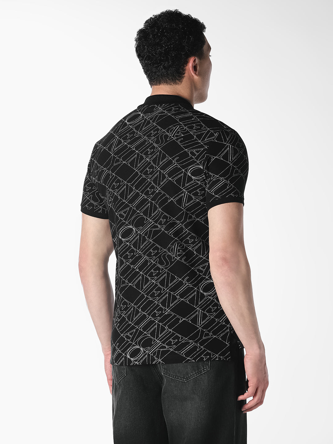 Typographic Print Cotton Polo