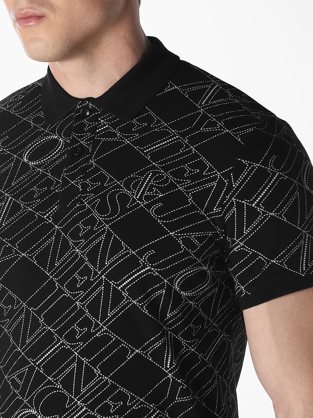 Typographic Print Cotton Polo