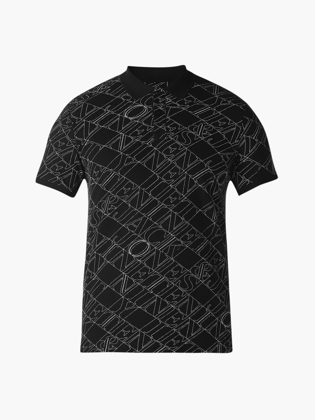 Typographic Print Cotton Polo