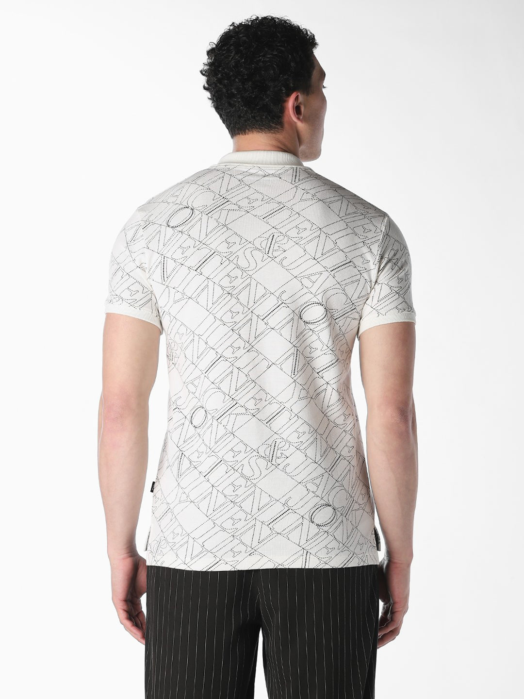 Typographic Print Cotton Polo - Off-White