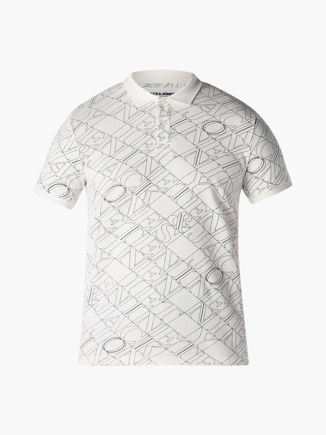 Typographic Print Cotton Polo - Off-White