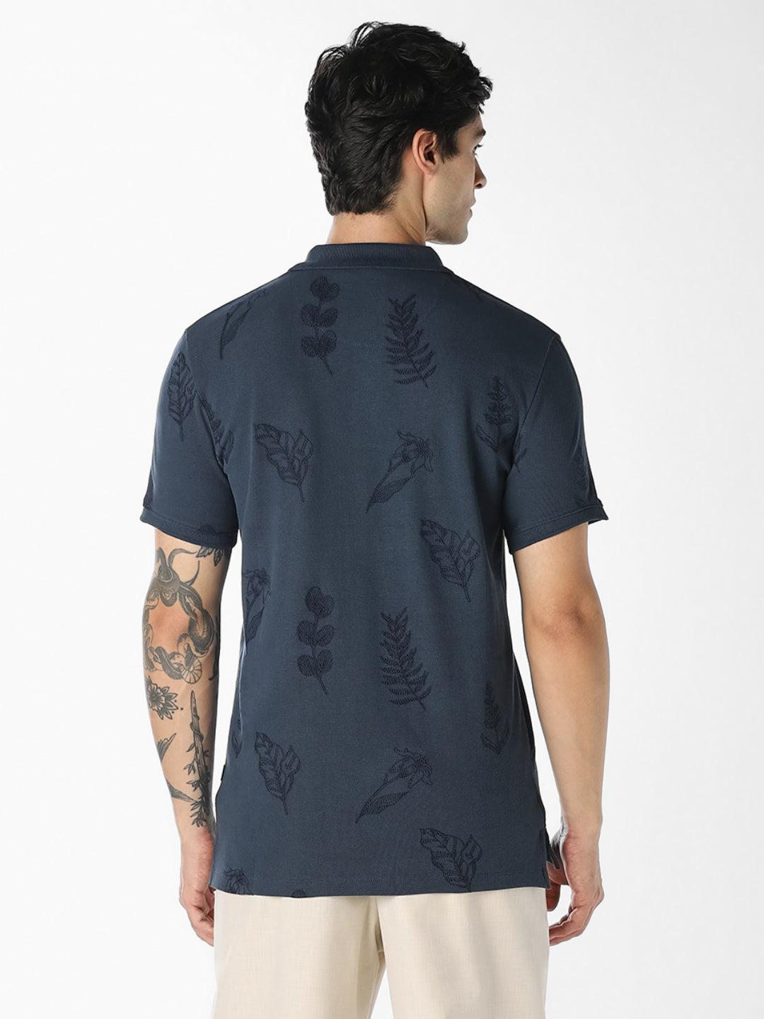 Dark Blue Embroidered Polo