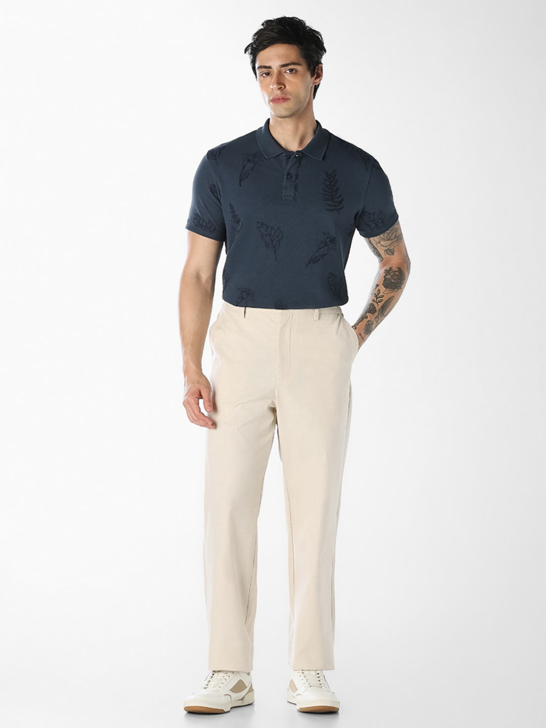 Dark Blue Embroidered Polo