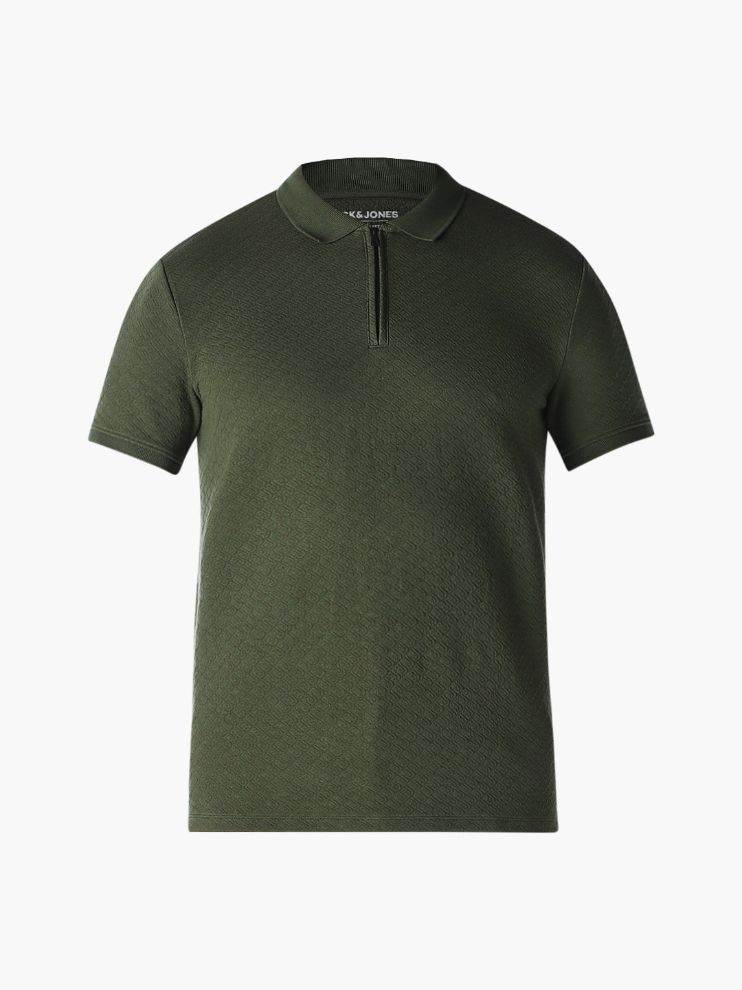 Textured Zip-Up Cotton Polo