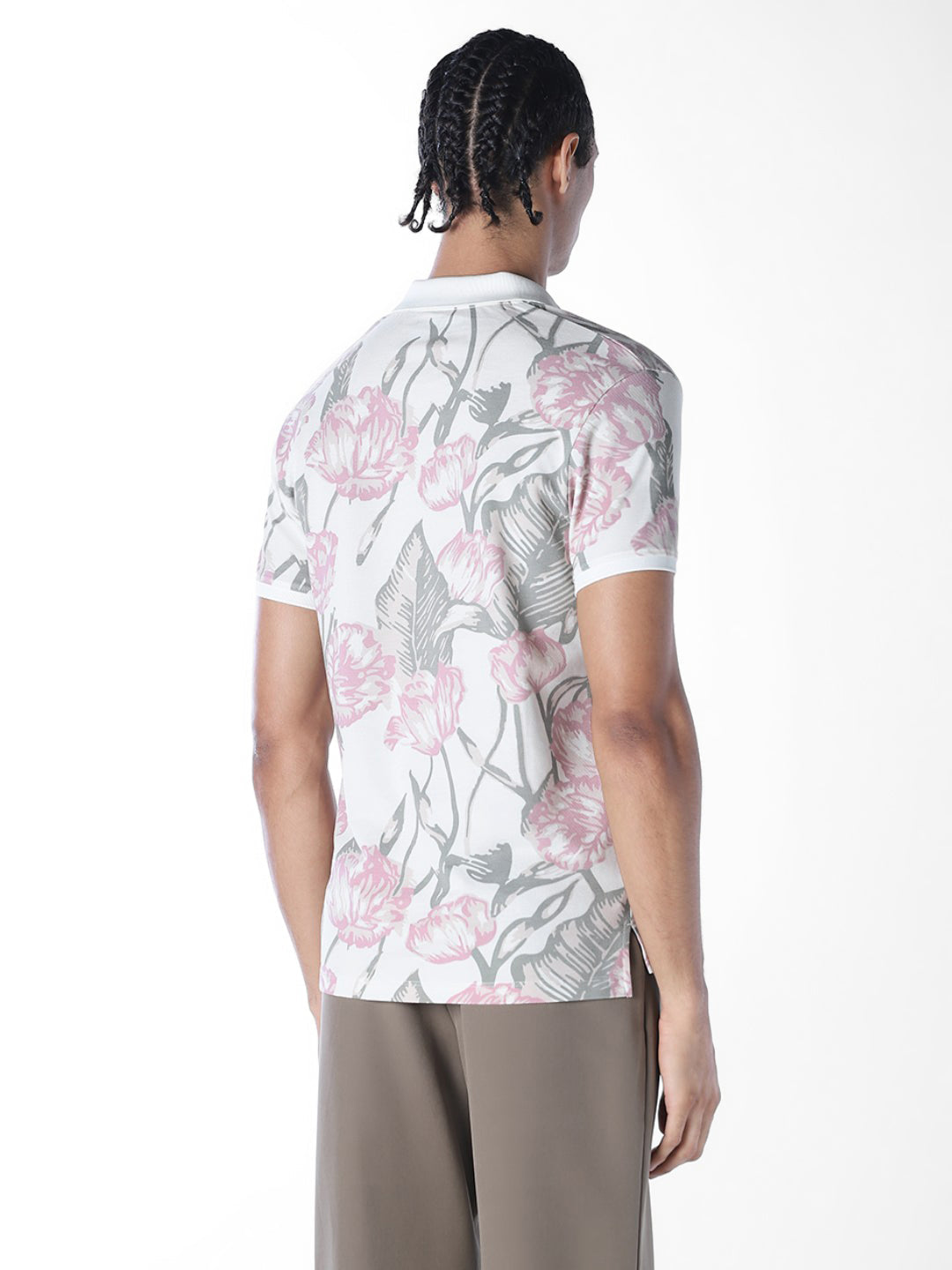 White Printed Cotton Polo