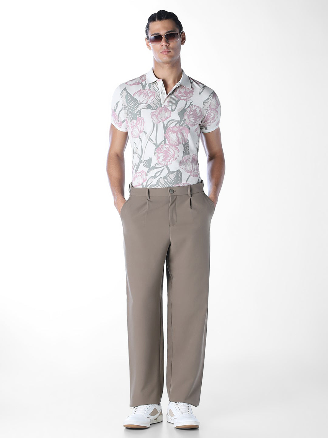 White Printed Cotton Polo