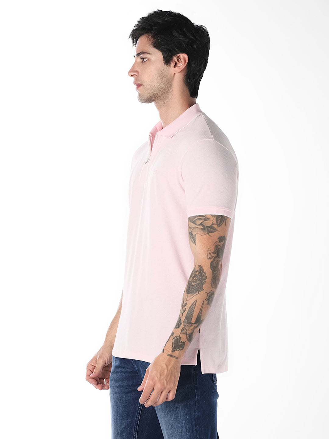 Light Pink Zip-Up Polo