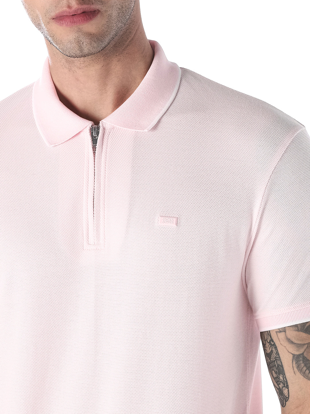 Light Pink Zip-Up Polo