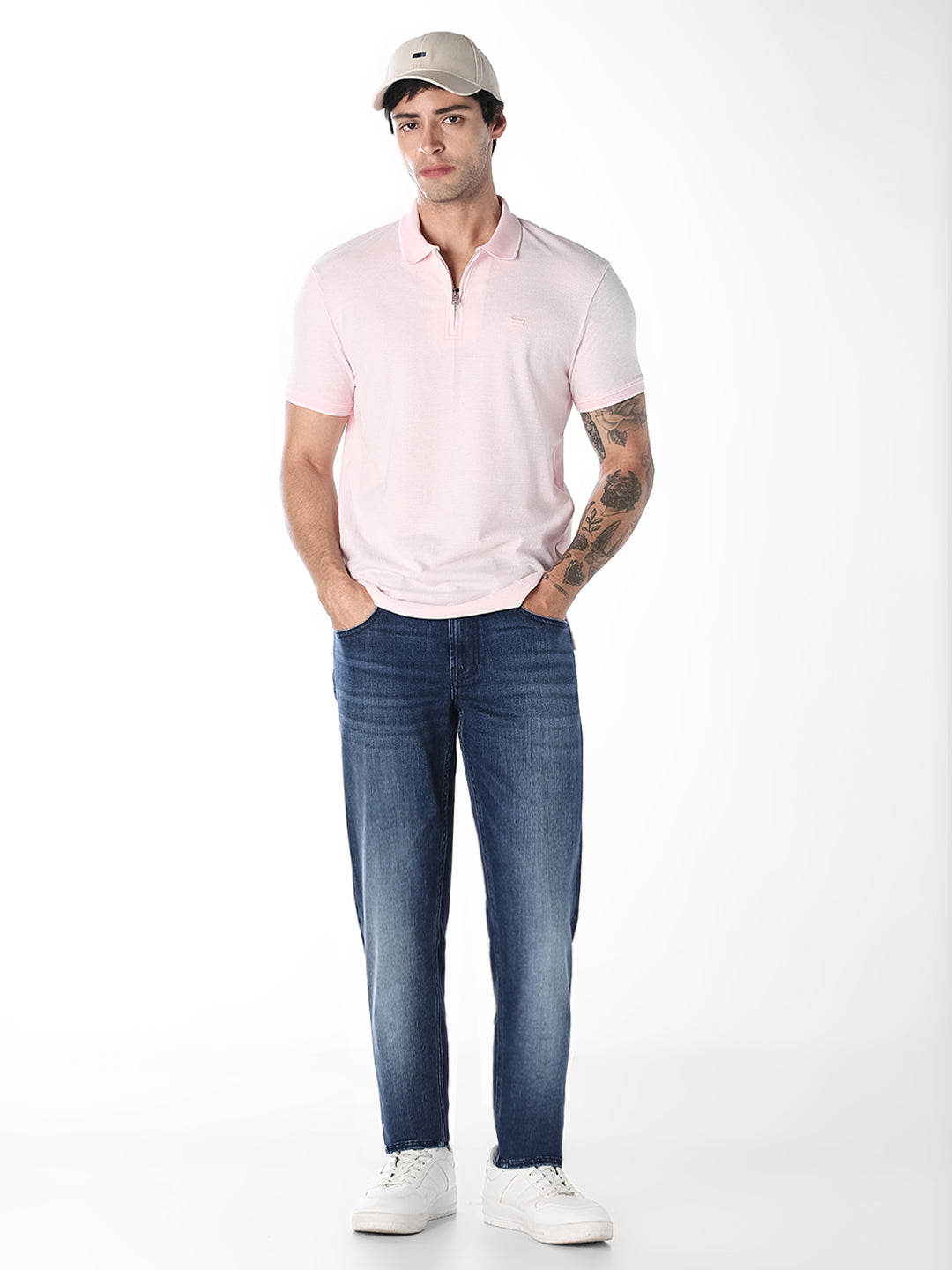 Light Pink Zip-Up Polo
