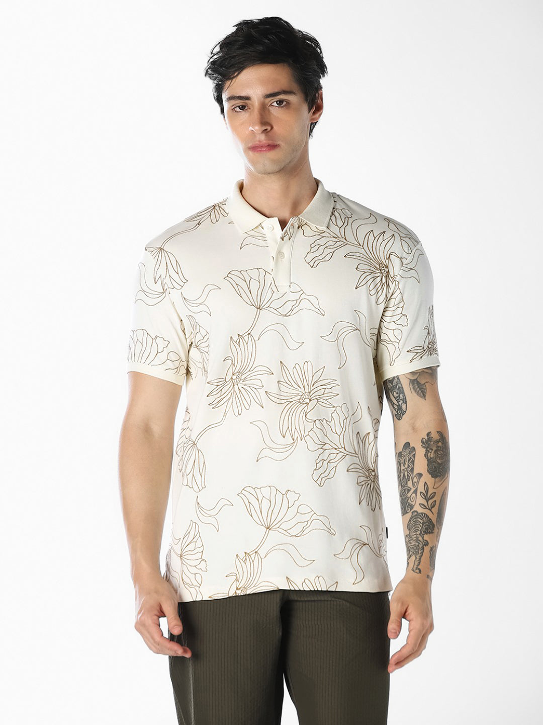 Floral Embroidered Polo