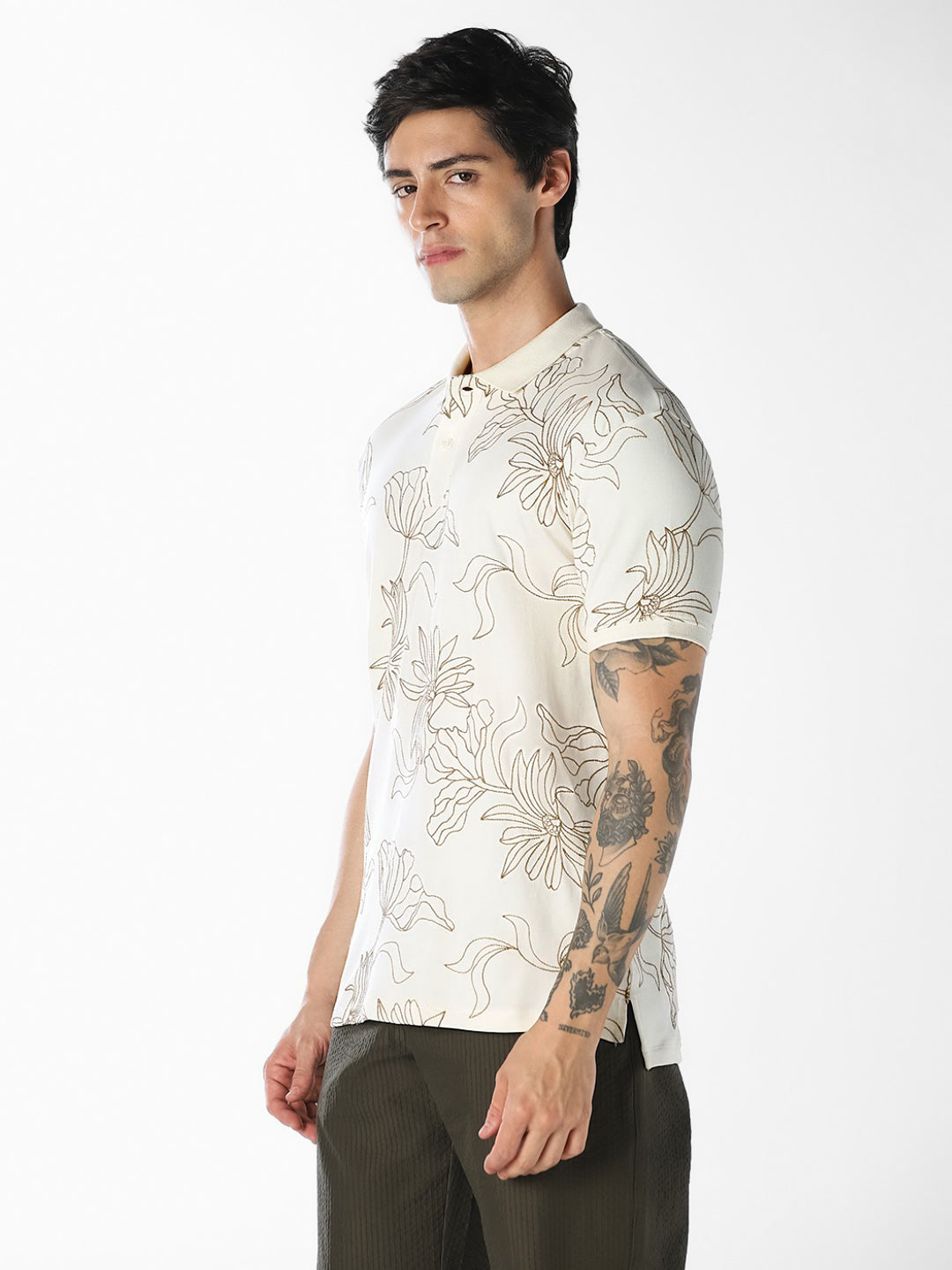Floral Embroidered Polo