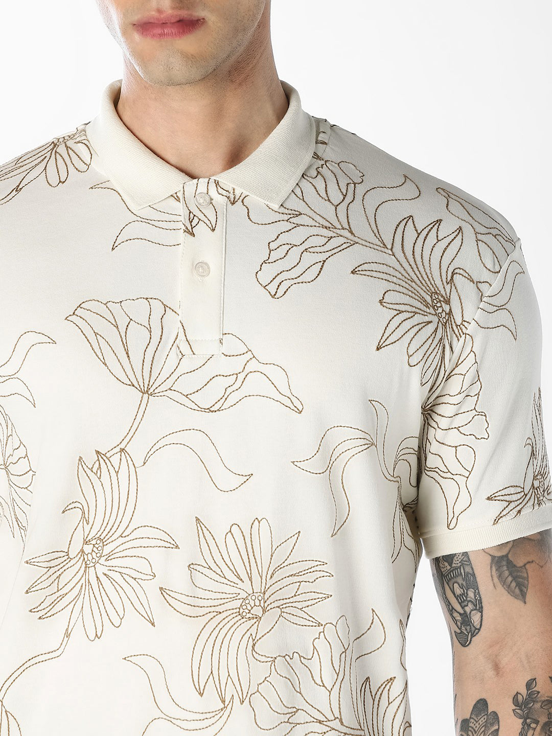 Floral Embroidered Polo