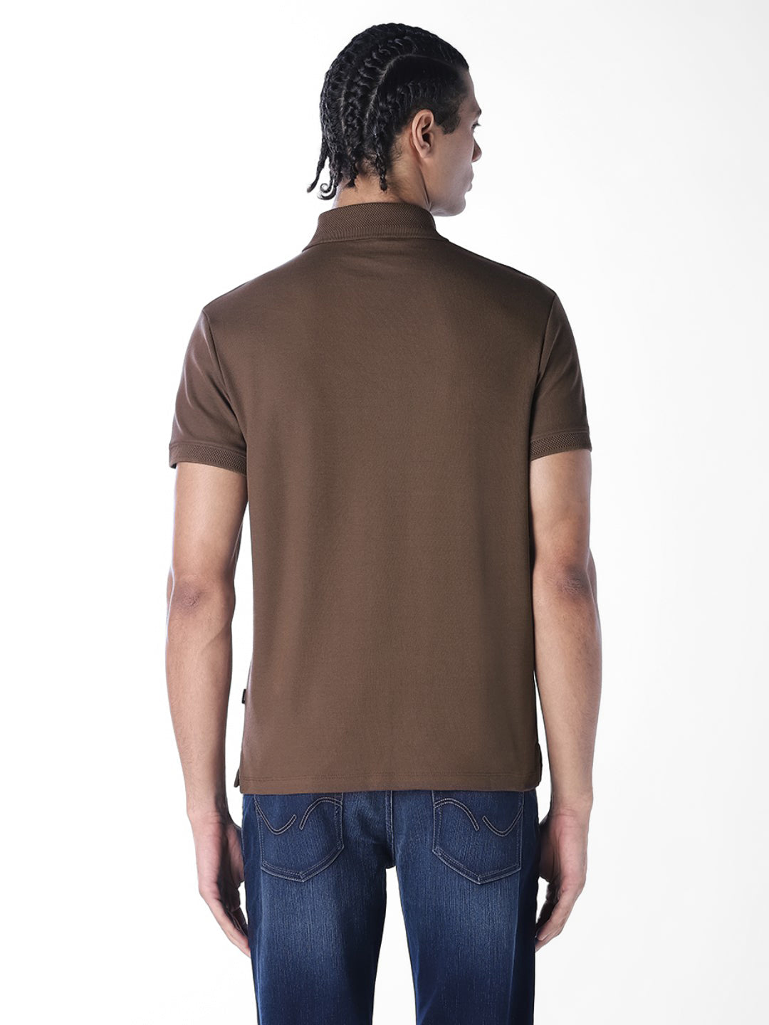 Knitted Logo Print Polo - Dark Brown