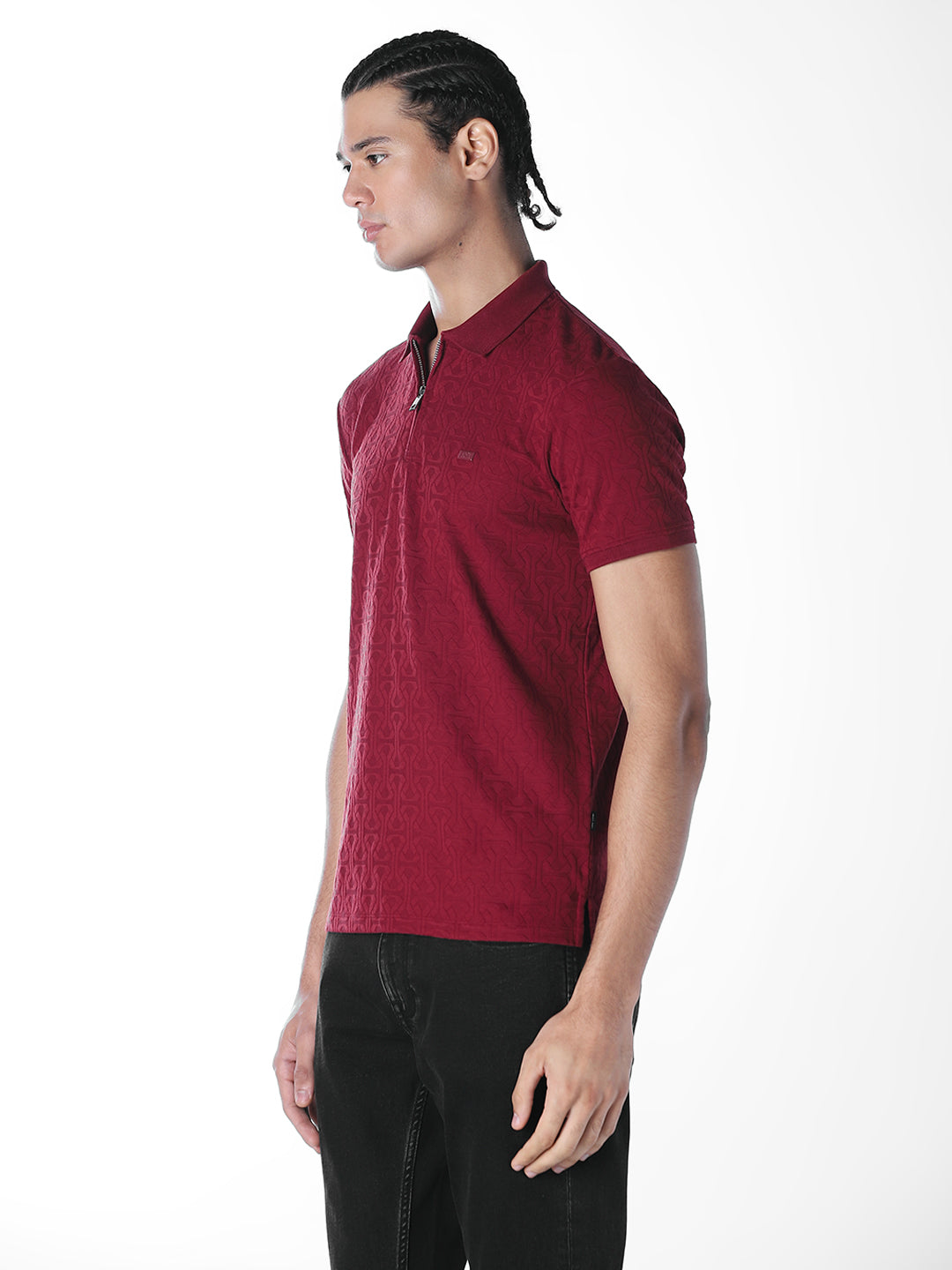 Dark Red Jacquard Polo