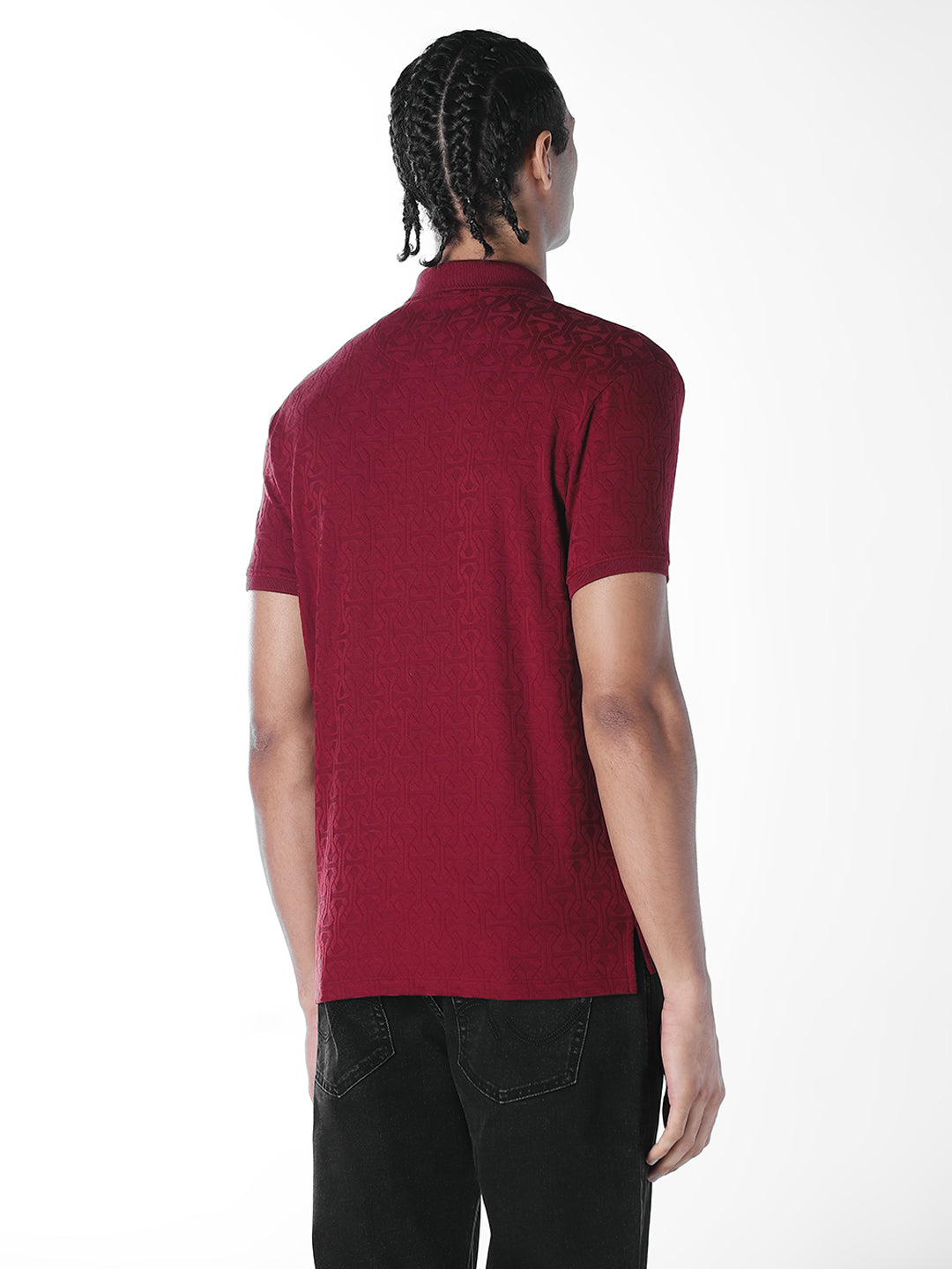 Dark Red Jacquard Polo