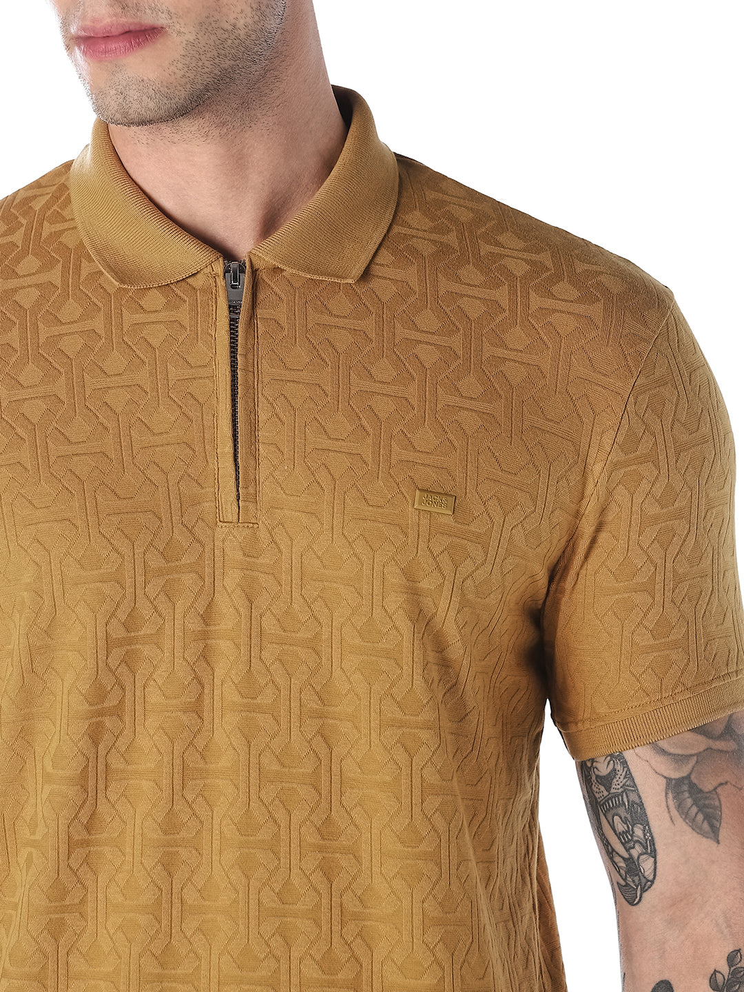 Jacquard Regular Fit Polo - Brown