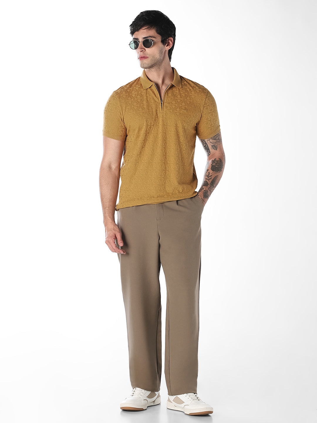Jacquard Regular Fit Polo - Brown
