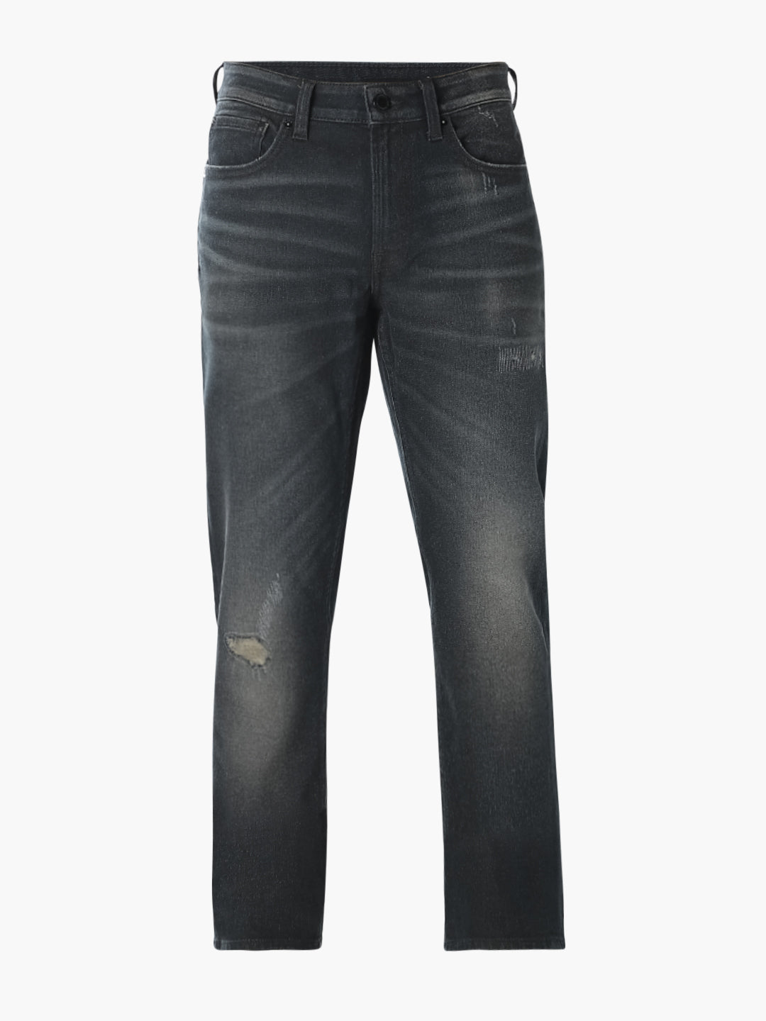 Heavily Washed Distressed Regular Fit Jeans