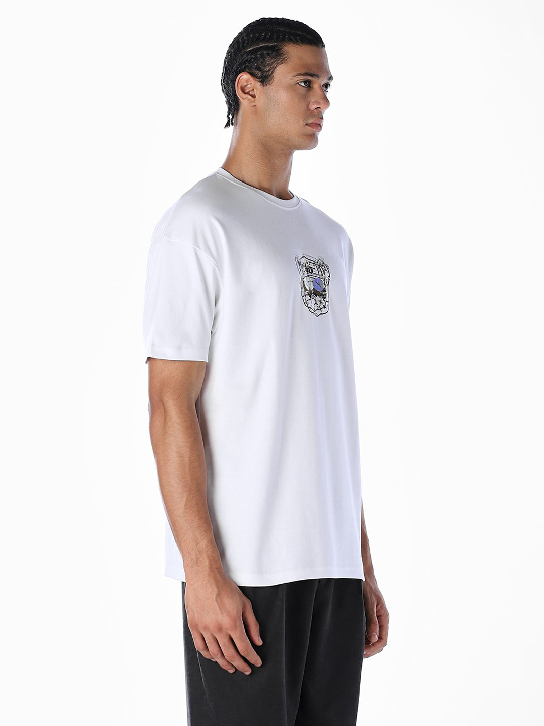 White Stylised Print Oversized T-shirt