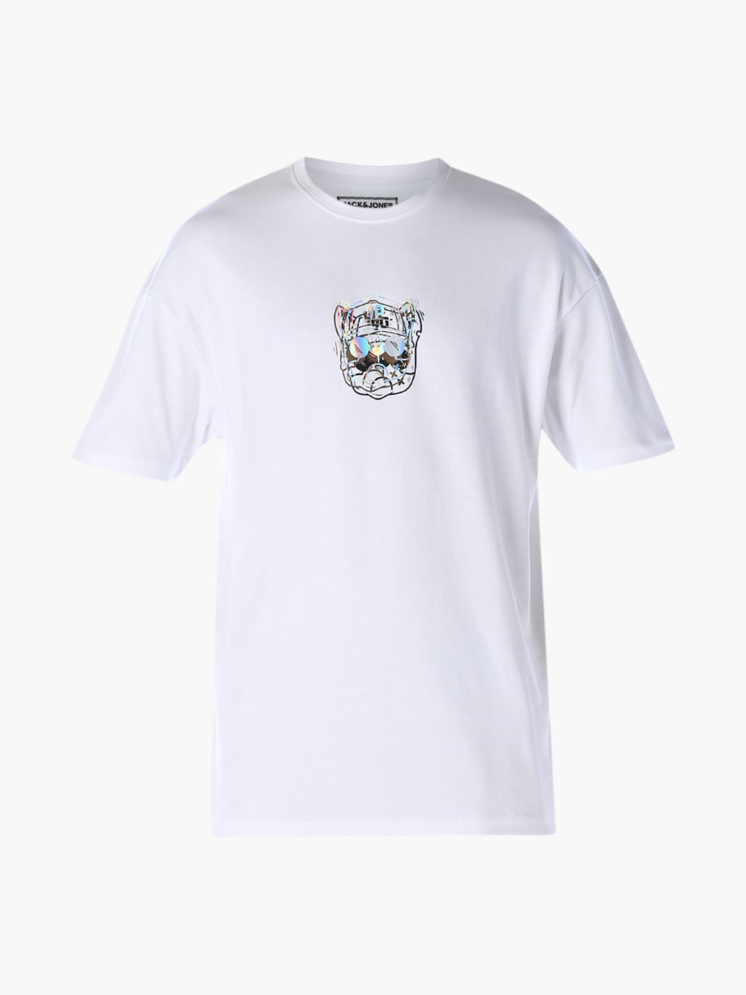 White Stylised Print Oversized T-shirt