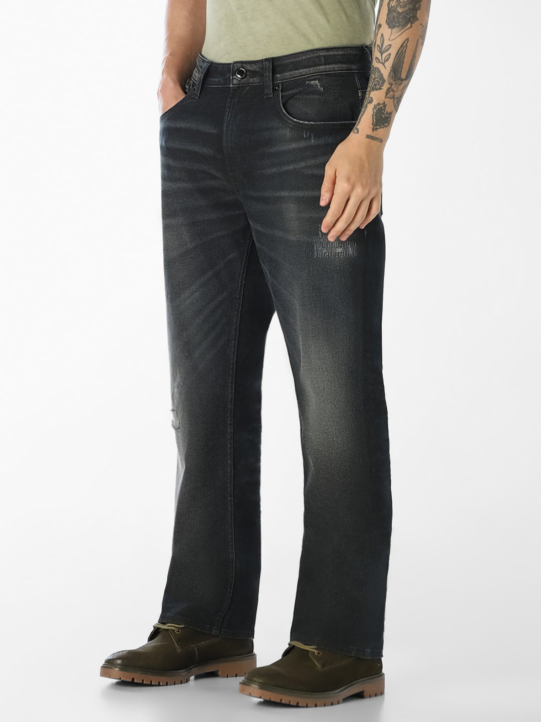 Olive Green 5 Pocket Cliff Bootcut Jeans