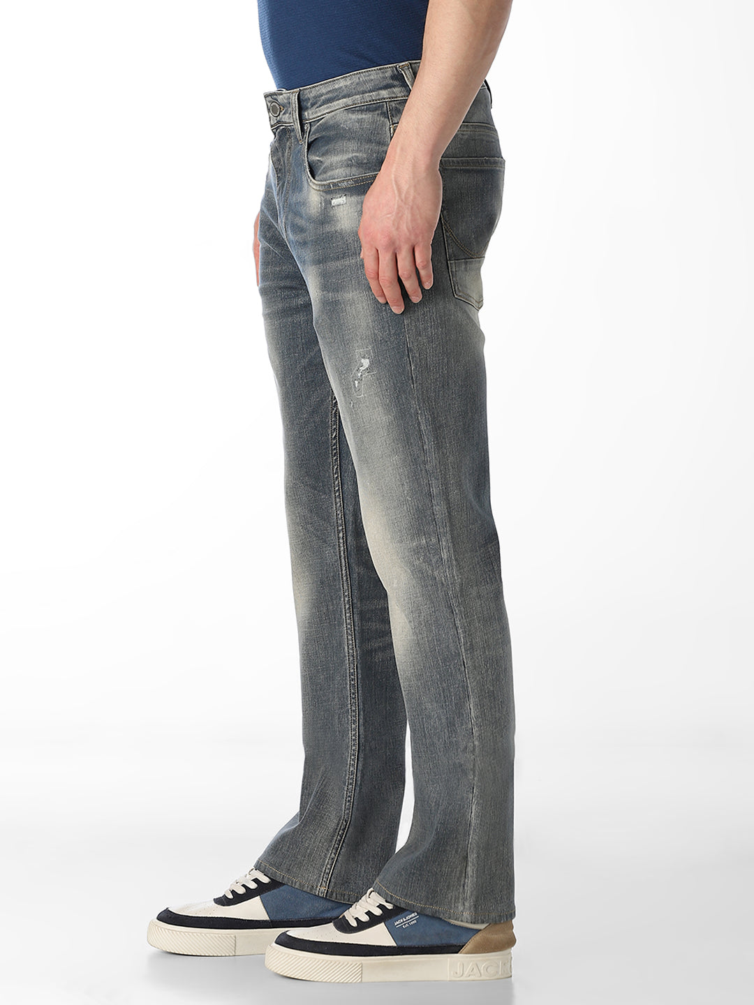 Mildly Distressed Cliff Bootcut Jeans