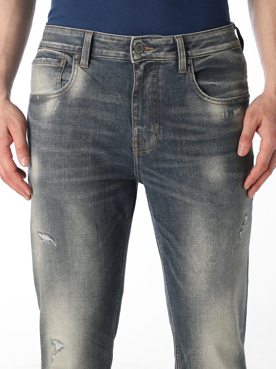 Mildly Distressed Cliff Bootcut Jeans