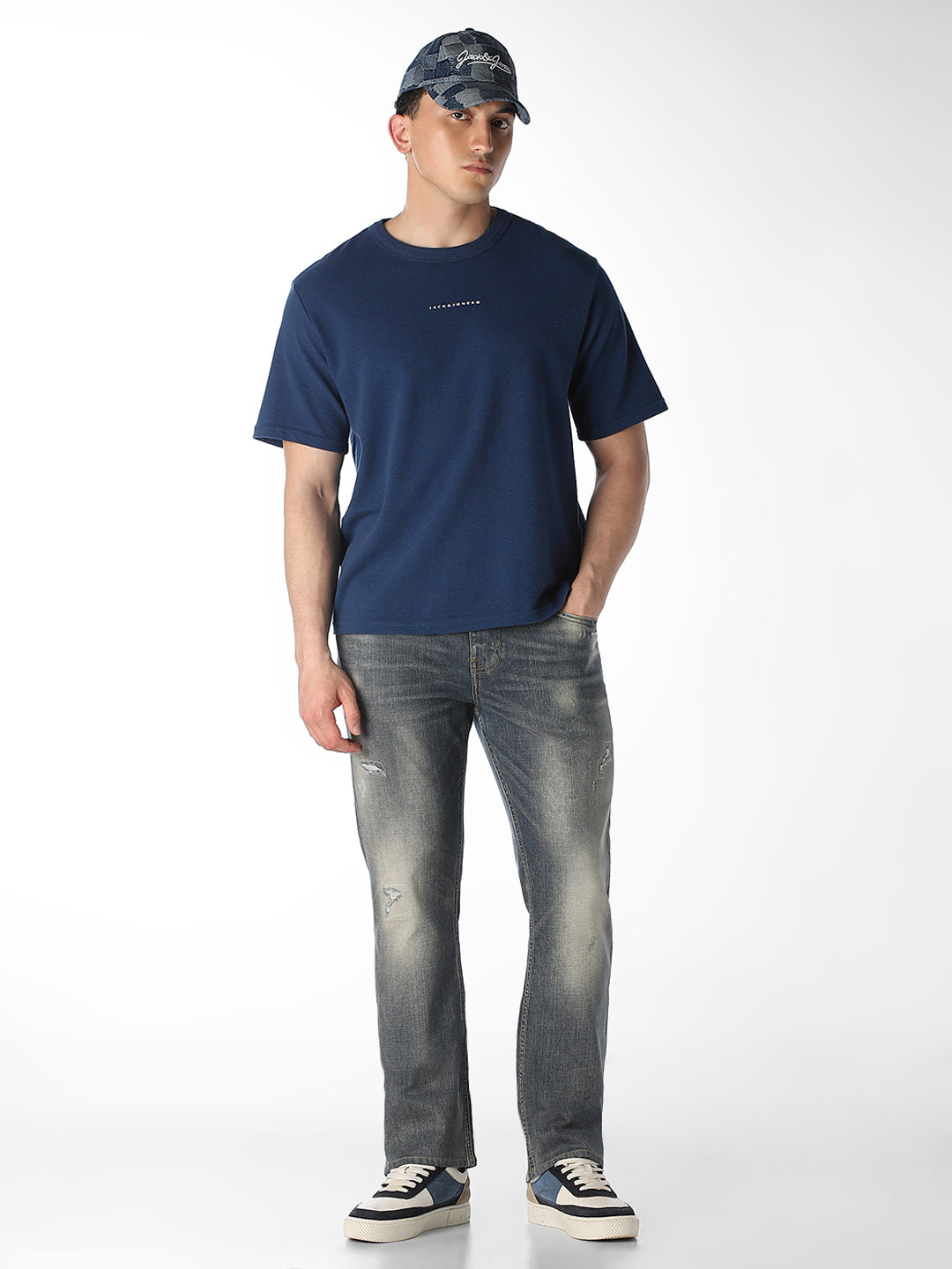 Mildly Distressed Cliff Bootcut Jeans