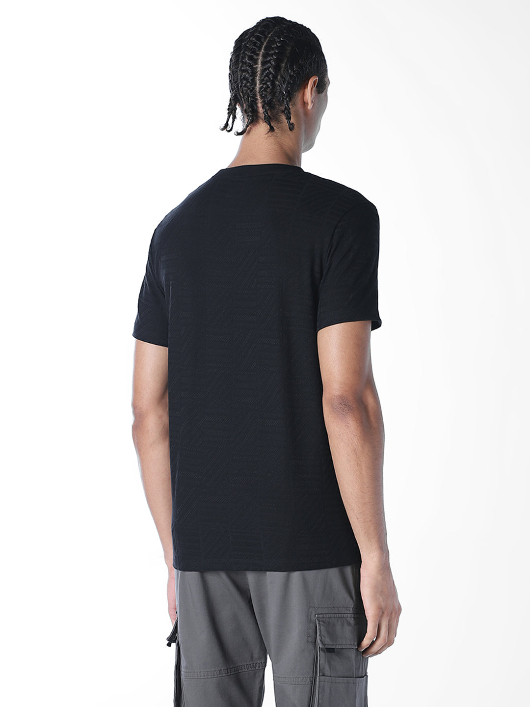 Jacquard Cotton Crew Neck T-shirt