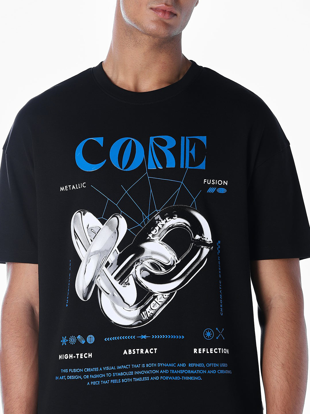 Printed Oversized Black T-shirt