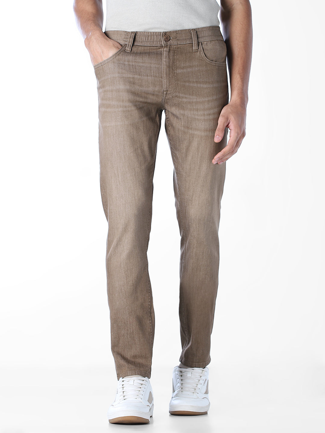 Beige 5 Pocket Glenn Slim Fit Jeans