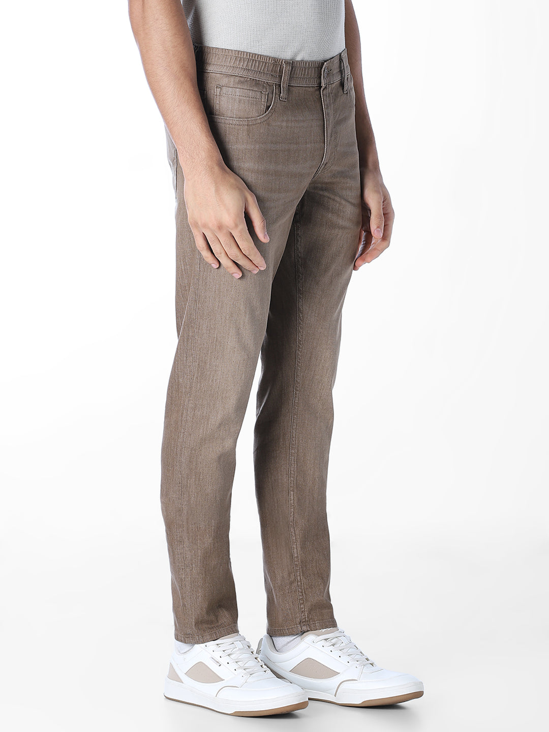 Beige 5 Pocket Glenn Slim Fit Jeans