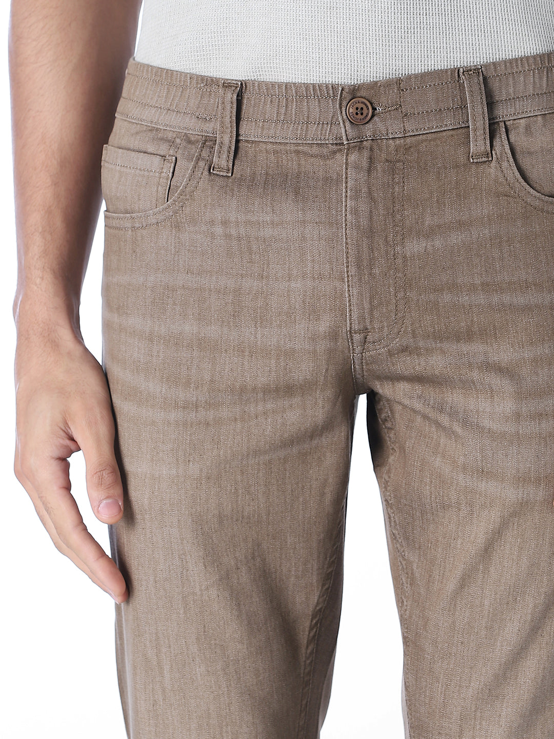Beige 5 Pocket Glenn Slim Fit Jeans