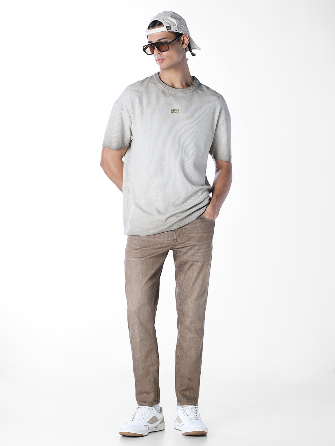 Beige 5 Pocket Glenn Slim Fit Jeans