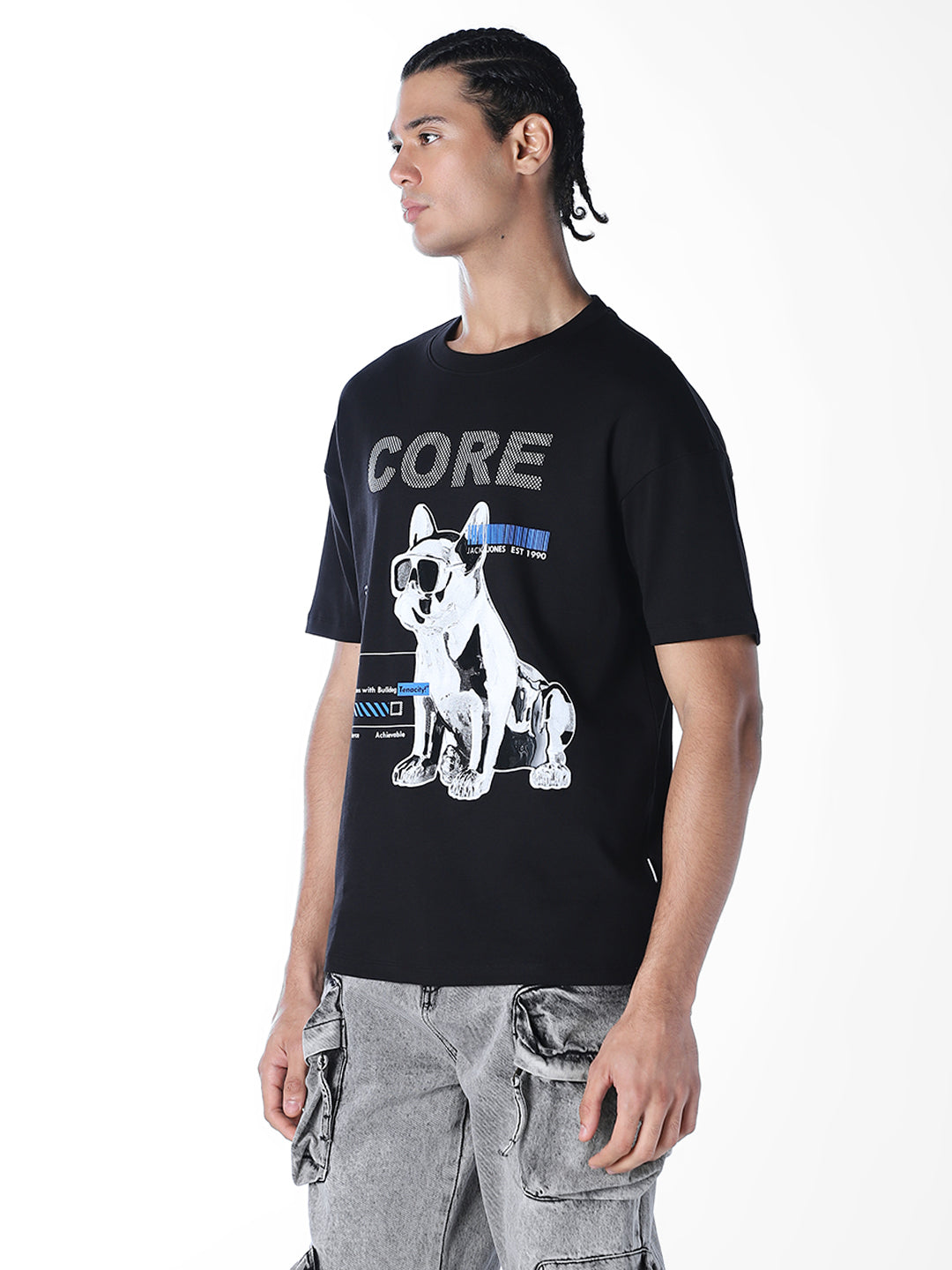 Black Printed Boxy Fit T-shirt