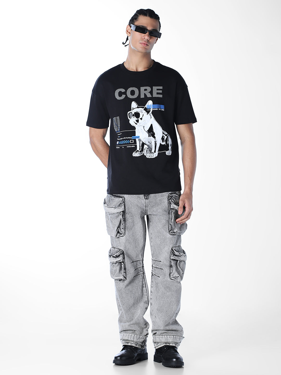 Black Printed Boxy Fit T-shirt