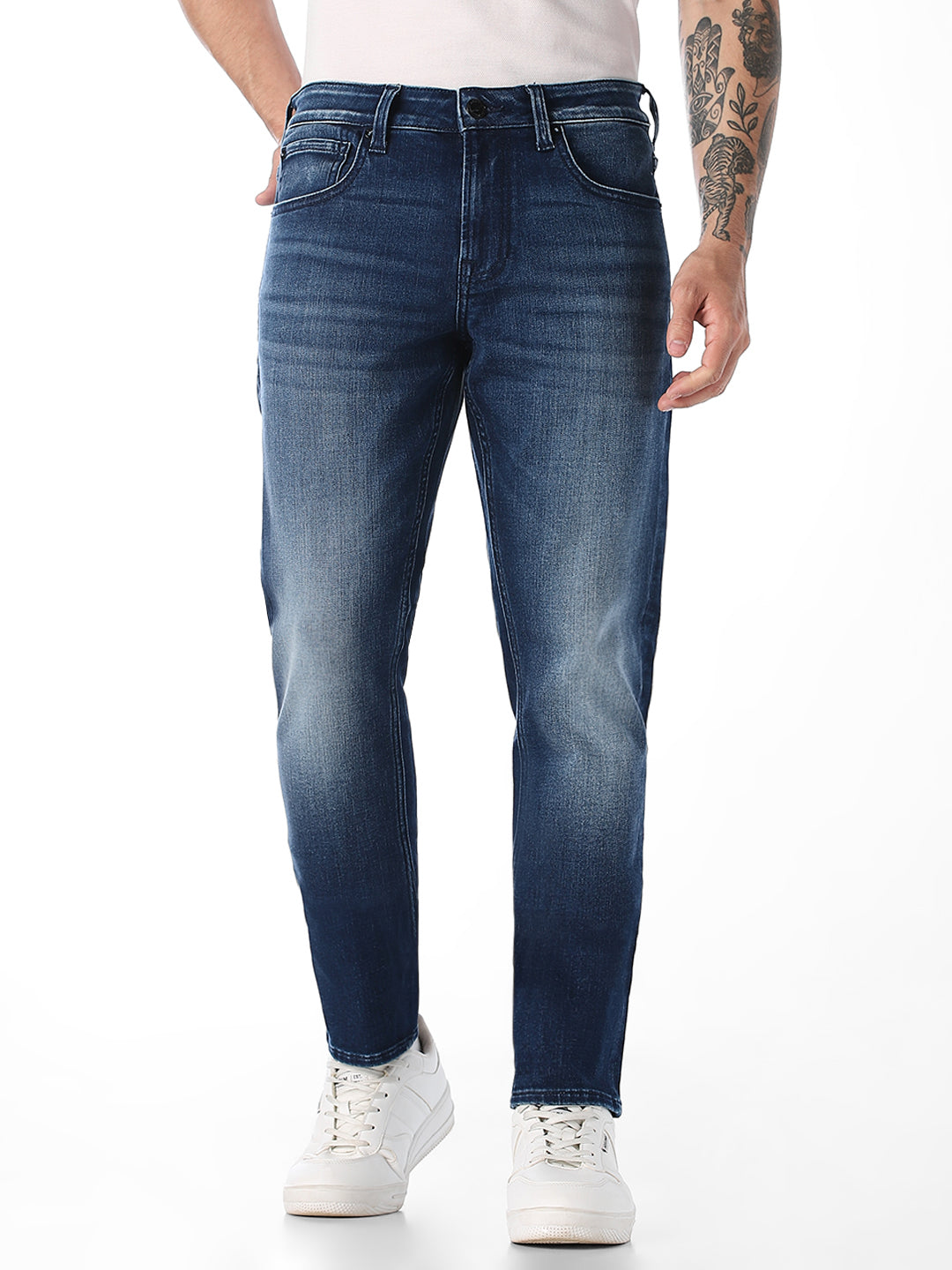 Dark Blue Washed Glenn Slim Fit Jeans