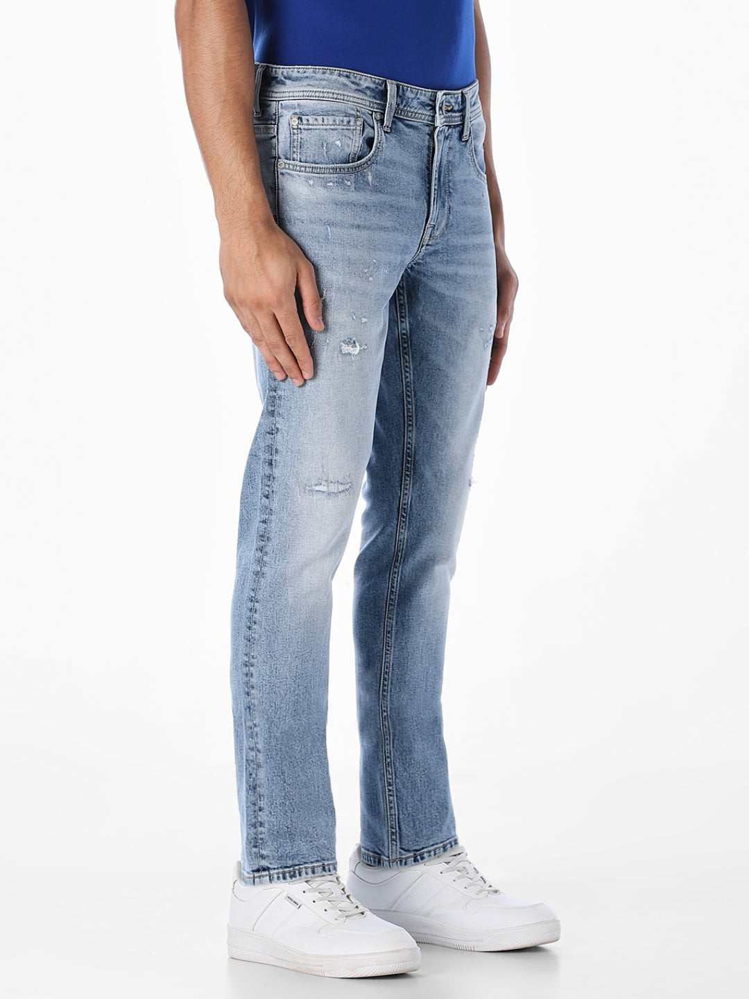 Distressed Glenn Slim Fit Jeans - Light Blue