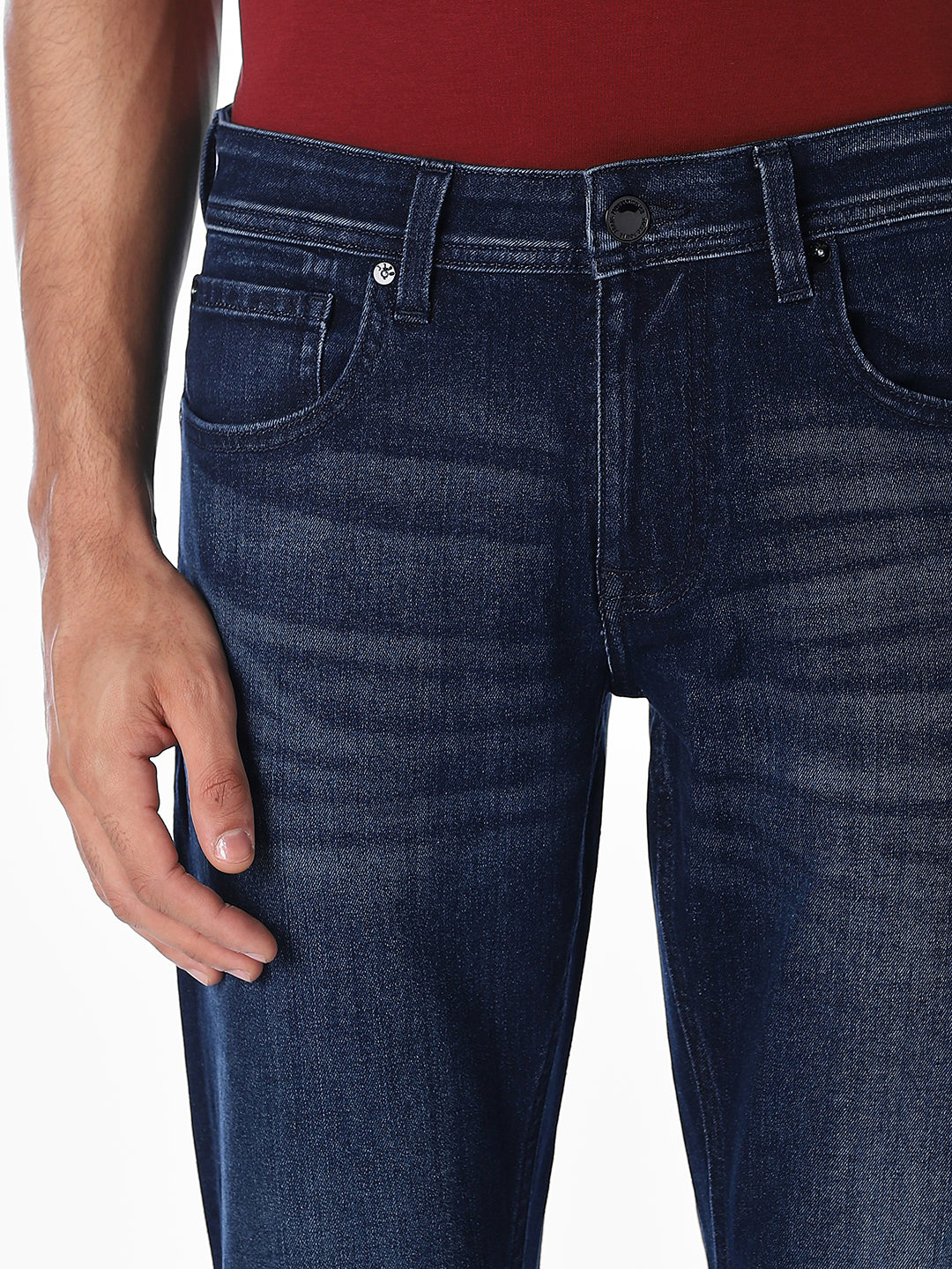 Dark Blue Mildly Washed Slim Fit Jeans