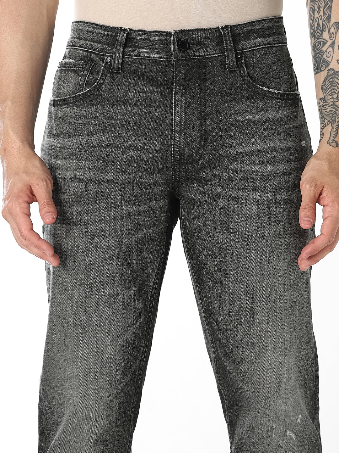 Olive Heavily Washed TIM Anti Fit Jeans