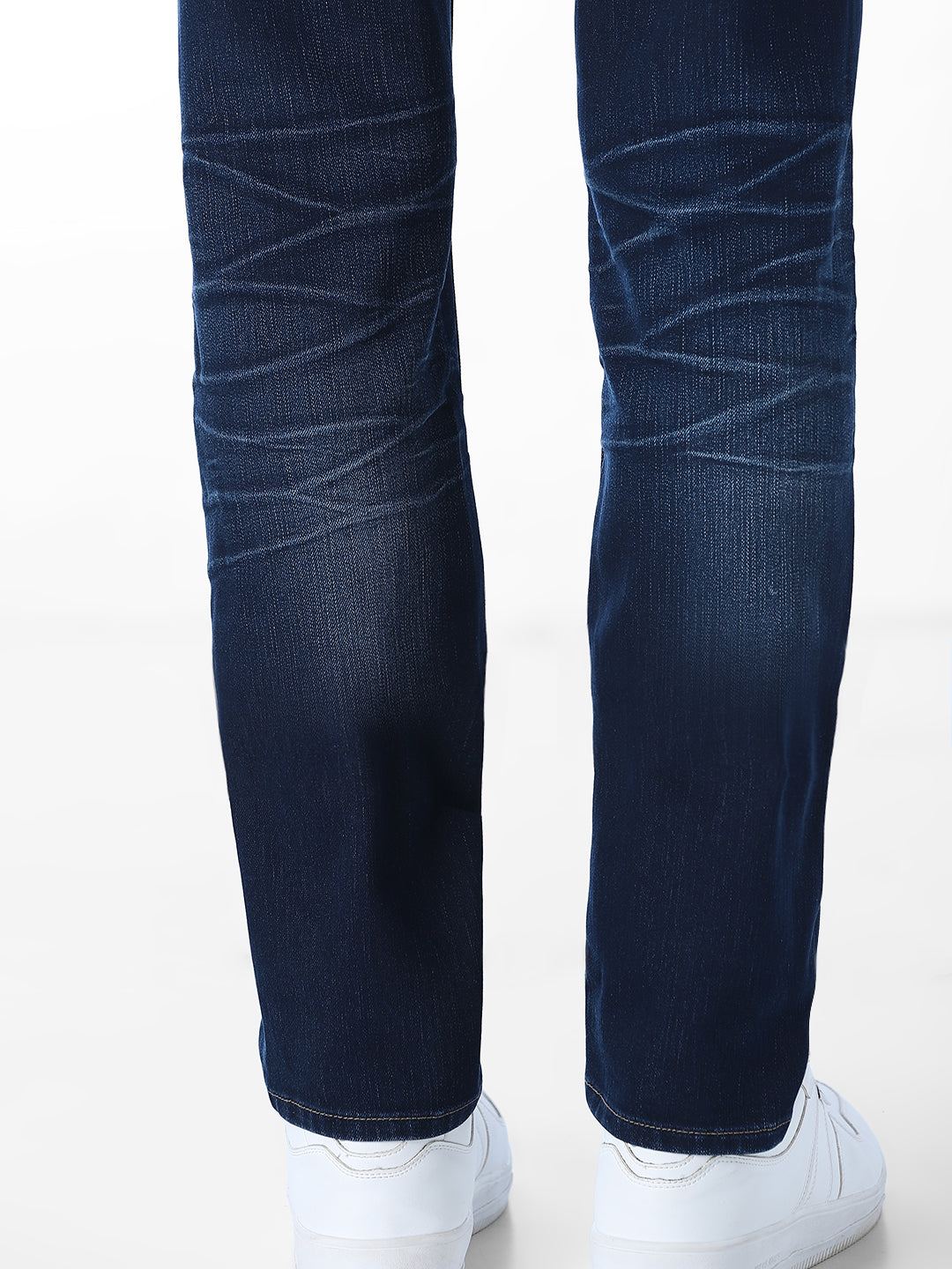 Dark Blue Washed Cropped Anti Fit Jeans
