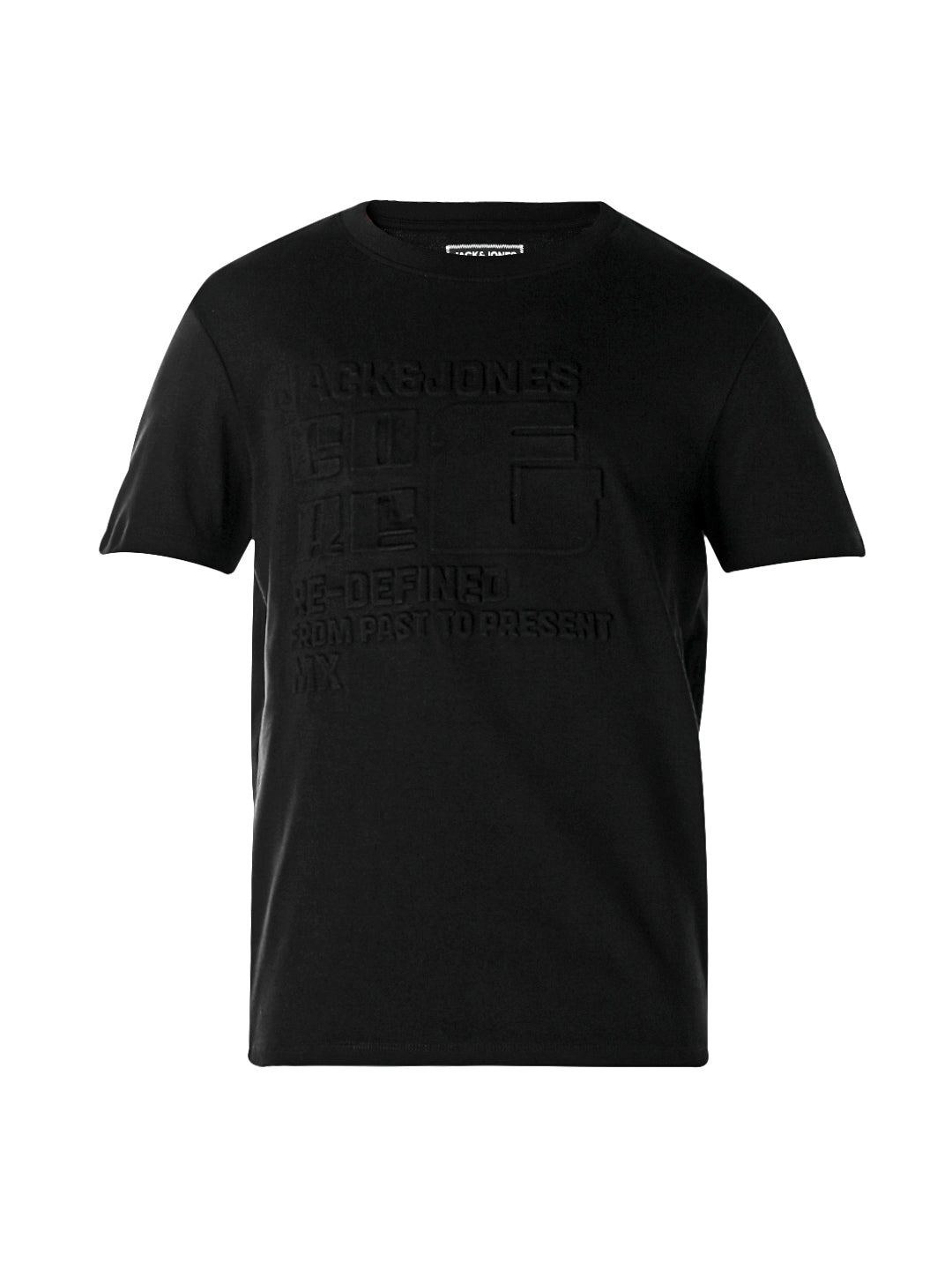 Black Tonal Embossed Logo Cotton T-shirt