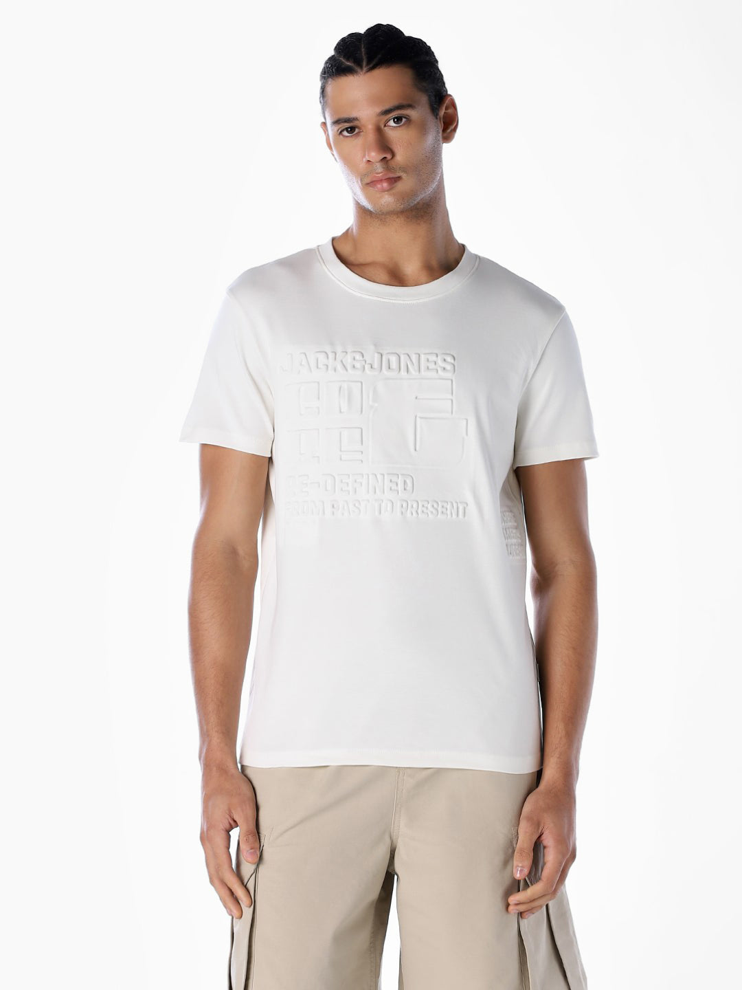 Off-White Tonal Embossed Logo Cotton T-shirt