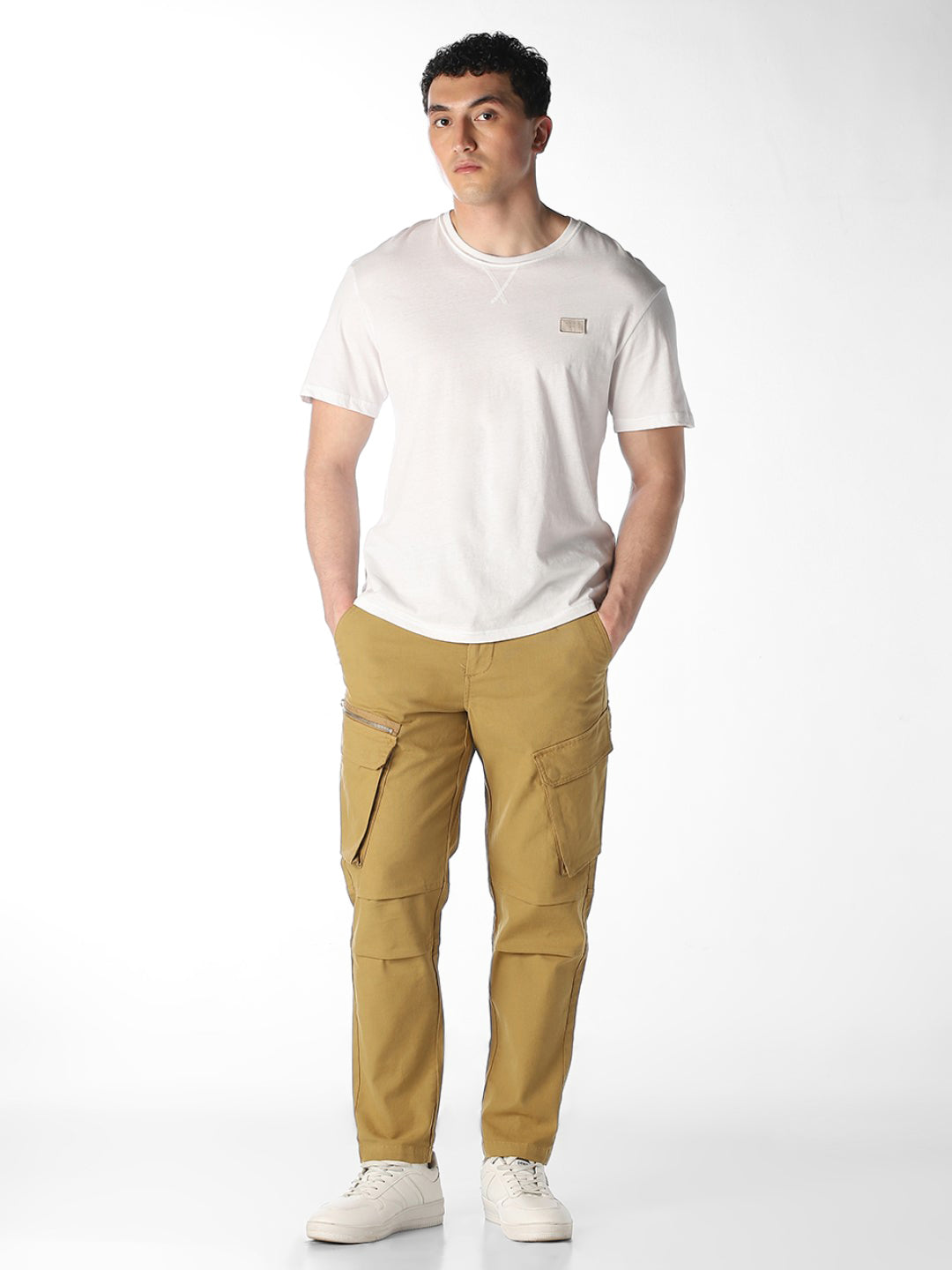 Beige 6 Pocket Utility Cargos