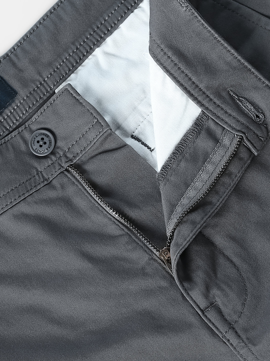 Grey 6 Pocket Regular Fit Cargos