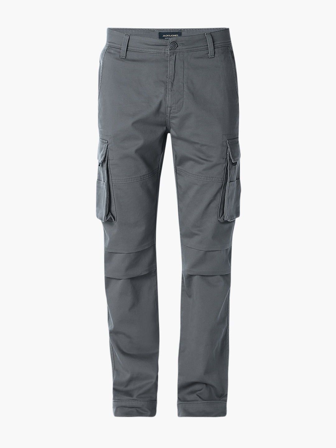 Grey 6 Pocket Regular Fit Cargos