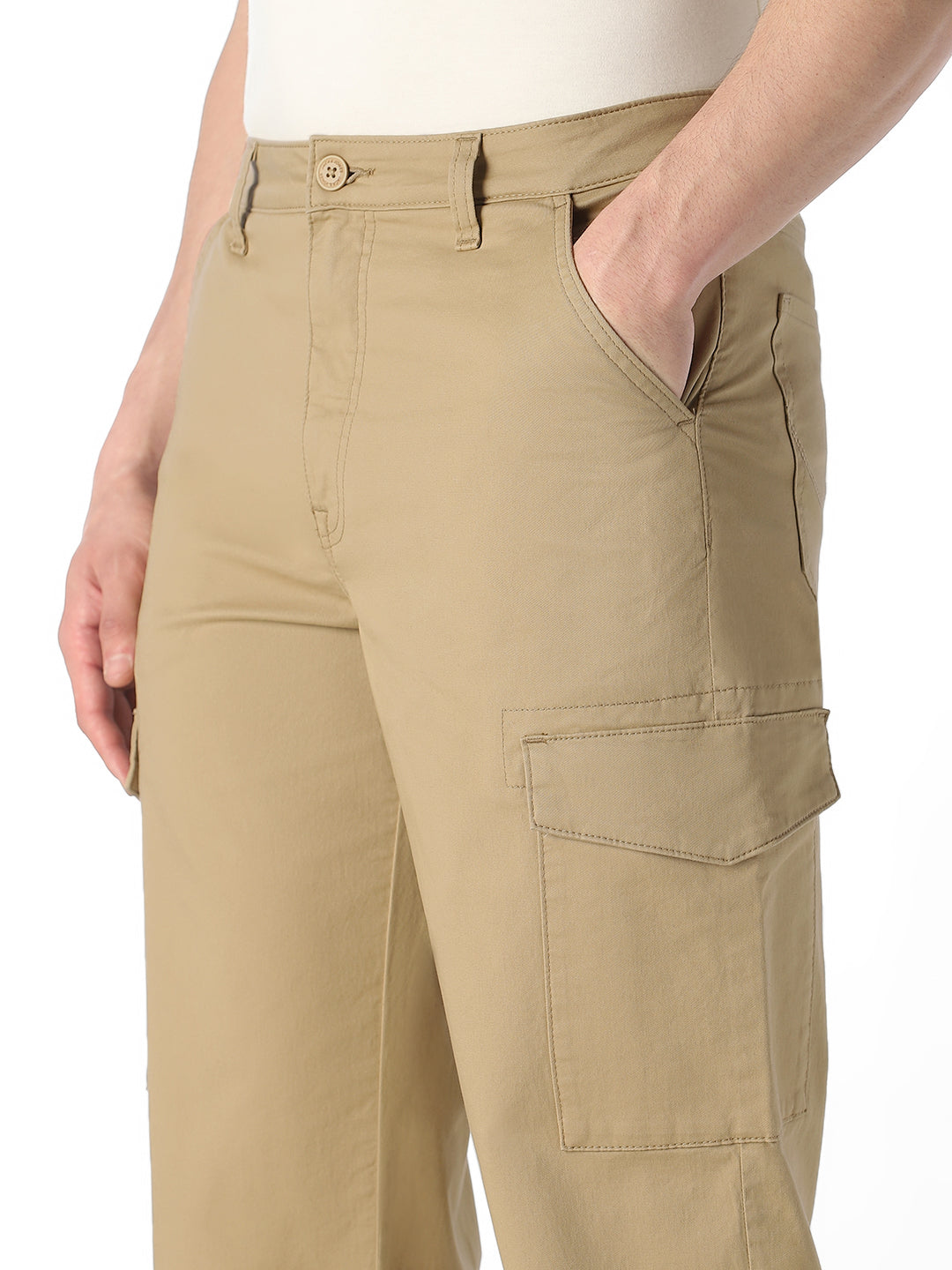 Beige 6 Pocket Cargo Pants