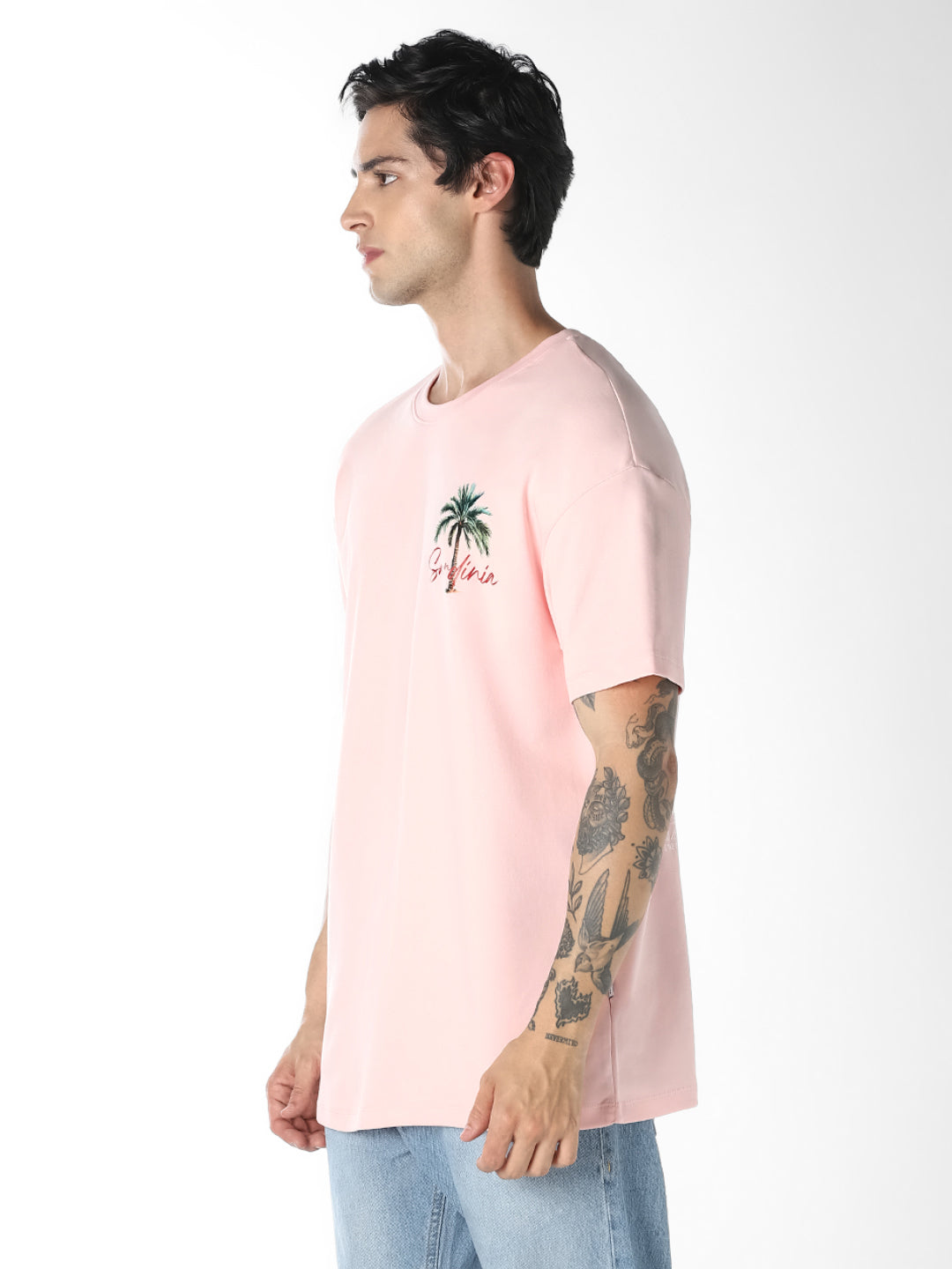 Pink Printed Boxy Fit T-shirt