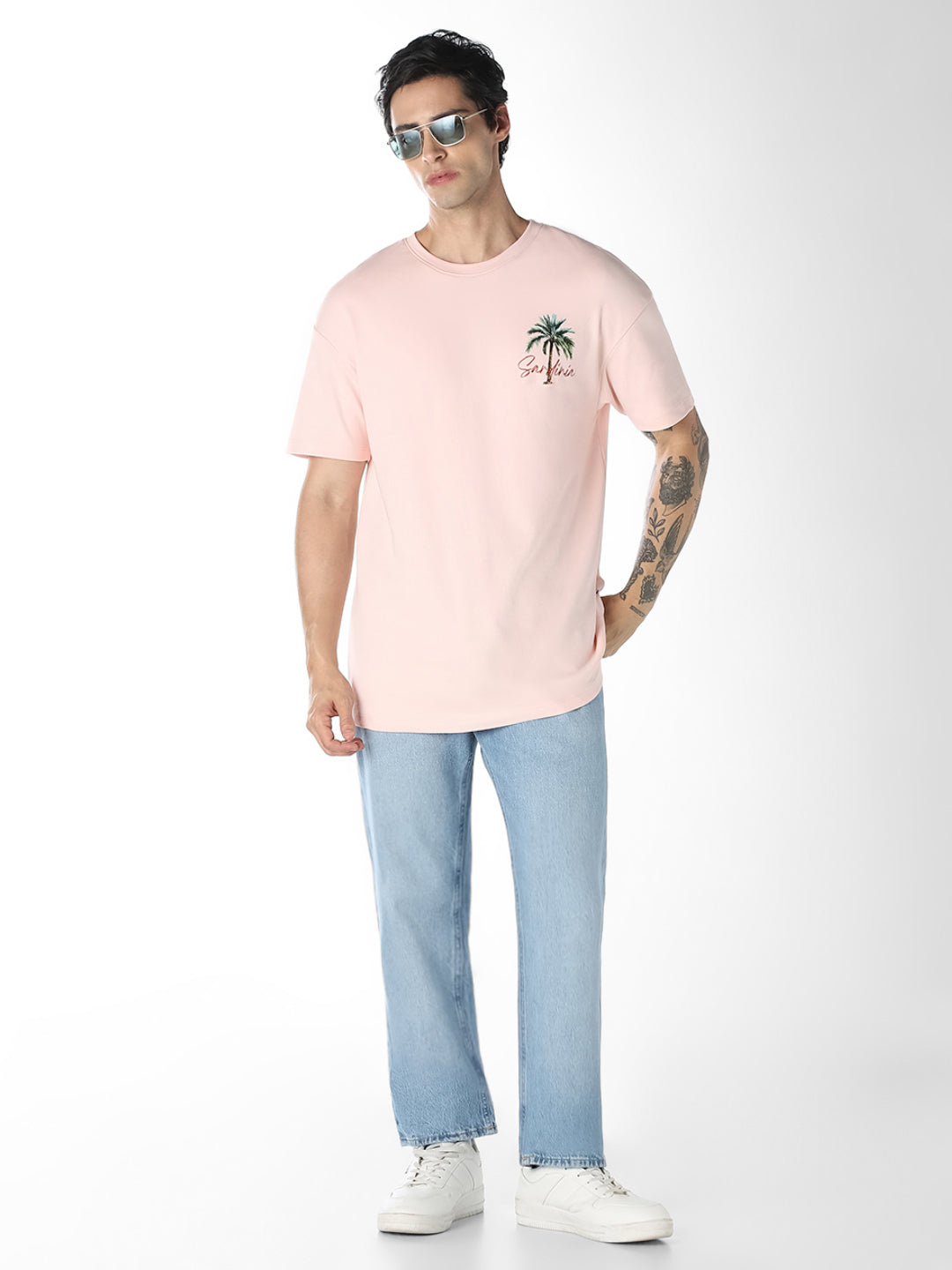 Pink Printed Boxy Fit T-shirt