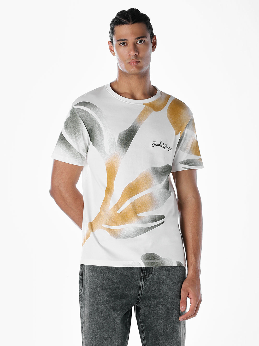 White Printed Cotton T-shirt